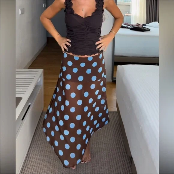 Zara 2pcs POLKA DOT ASYMMETRIC SKIRT+ Top Set
